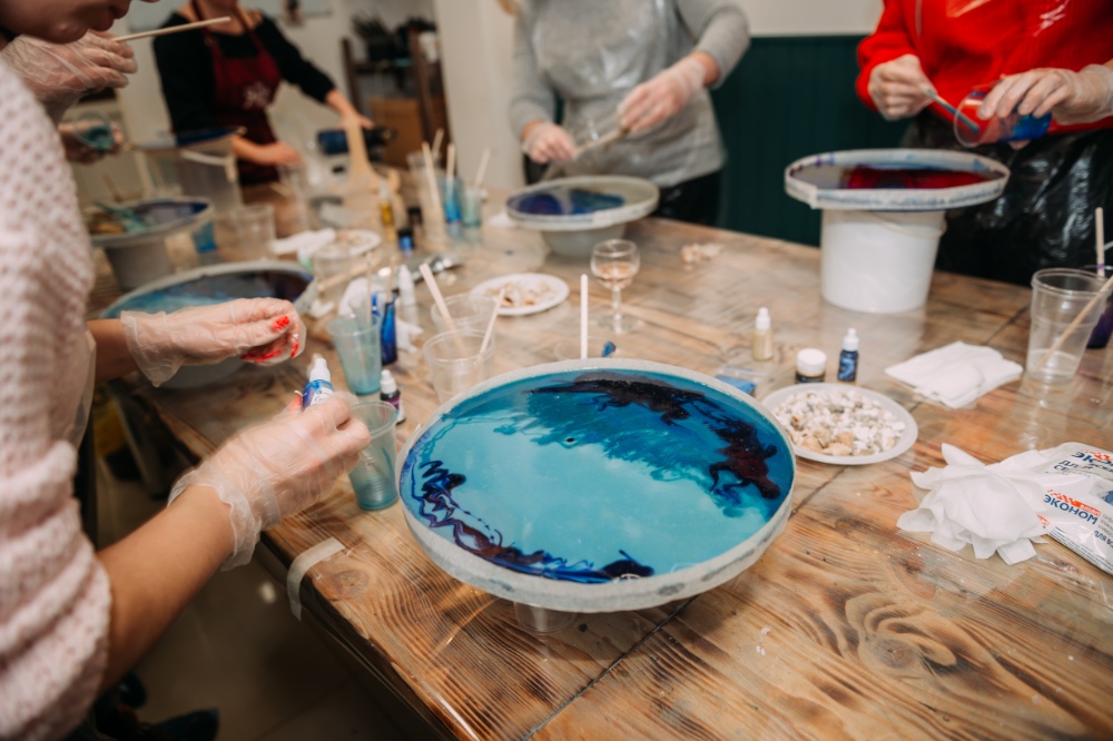 People creating art together
